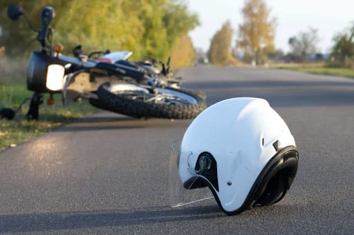 Helmet on the road photo