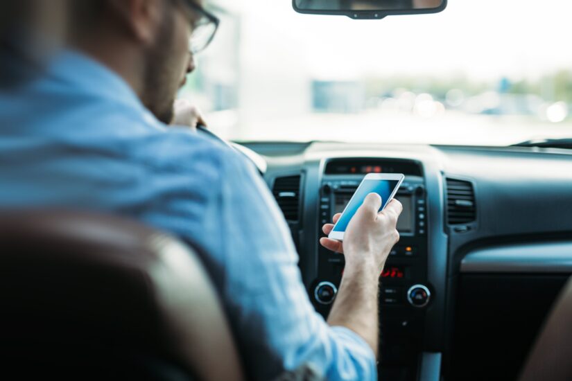 Person texting while driving