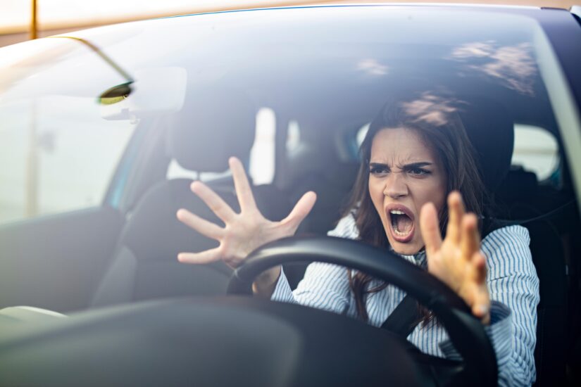 Woman screaming while driving