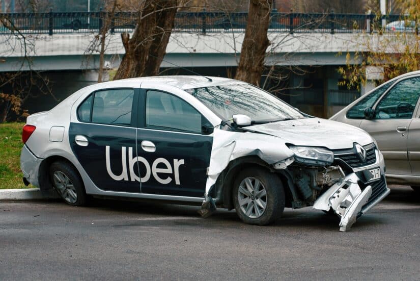 Uber vehicle after an accident